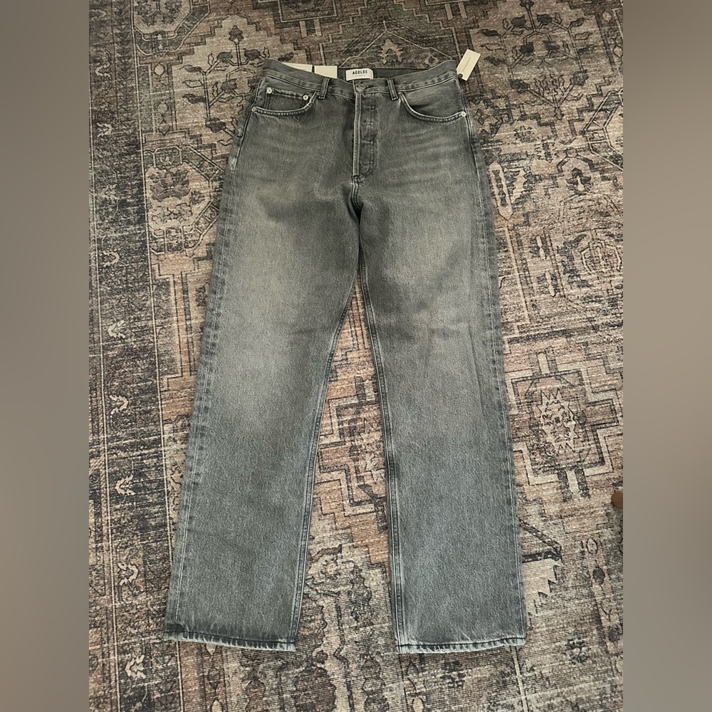 AGOLDE 90's pinch waist High-Rise Straight Leg Jeans in Washed Gray